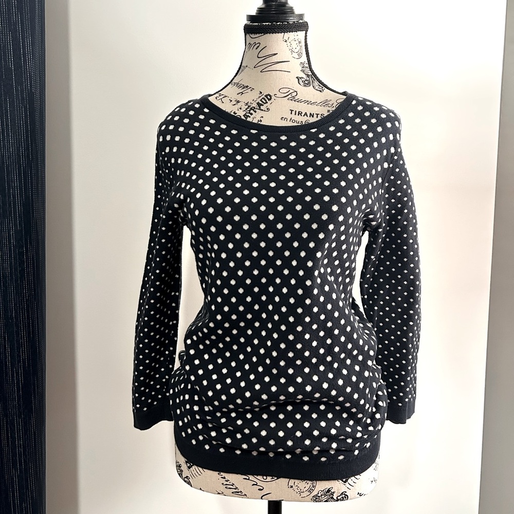 Adorable navy blue polka dot sweater from Loft Petites.